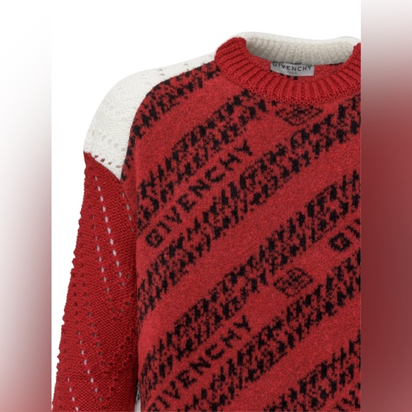 GIVENCHY Wool-Blend Patchwork Sweater In Chain Logo Print - Picture 5 of 9